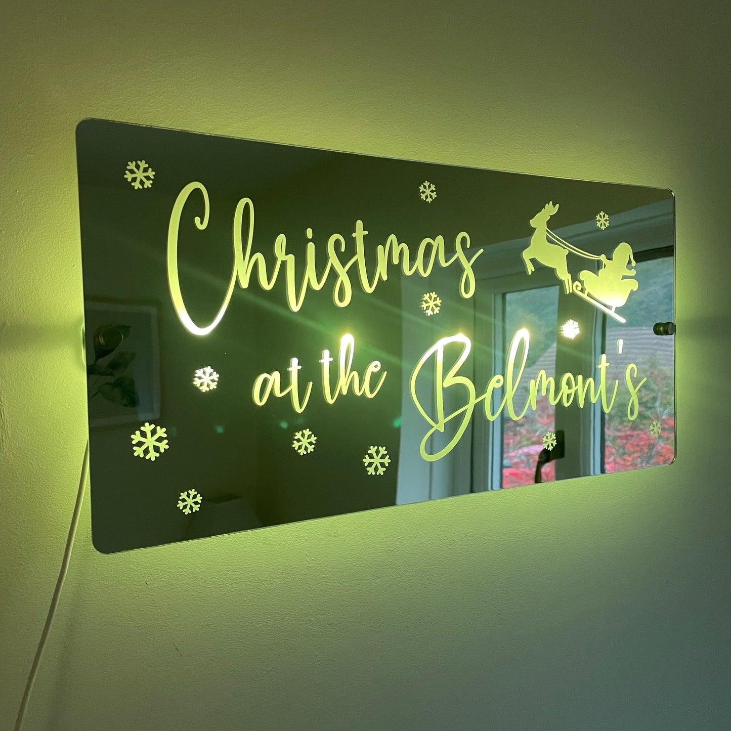 Christmas Family Name LED Mirror | Light Up Christmas Decoration