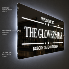 Personalised LED Bar Sign with remote | Light-Up Man Cave Mirror Sign