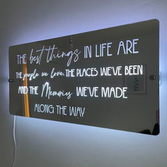 Inspirational LED Mirror Sign – "The Best Things in Life" Quote with Lighting | Inspirational Quotes