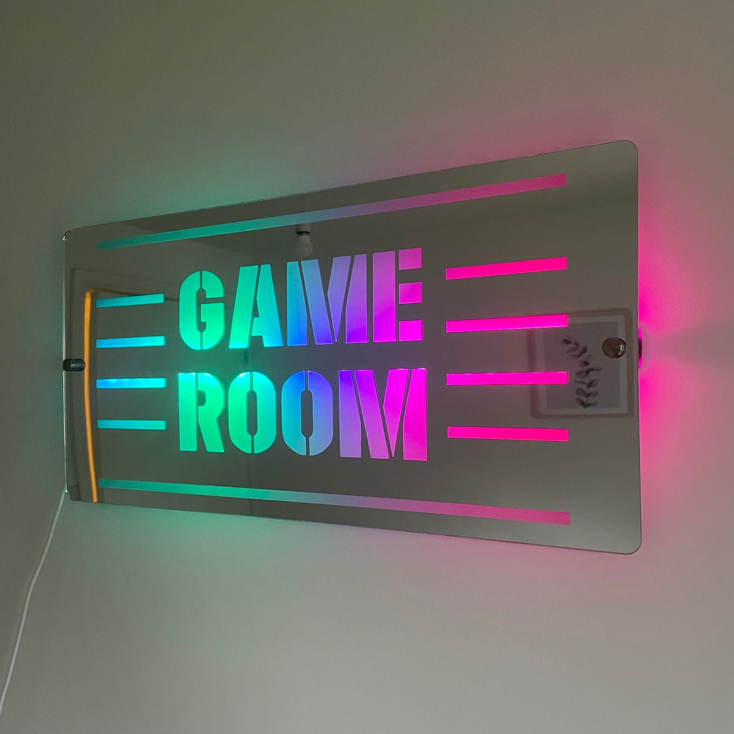 Game Room LED Mirror with remote | LED Gaming Light Sign | Gaming Decor