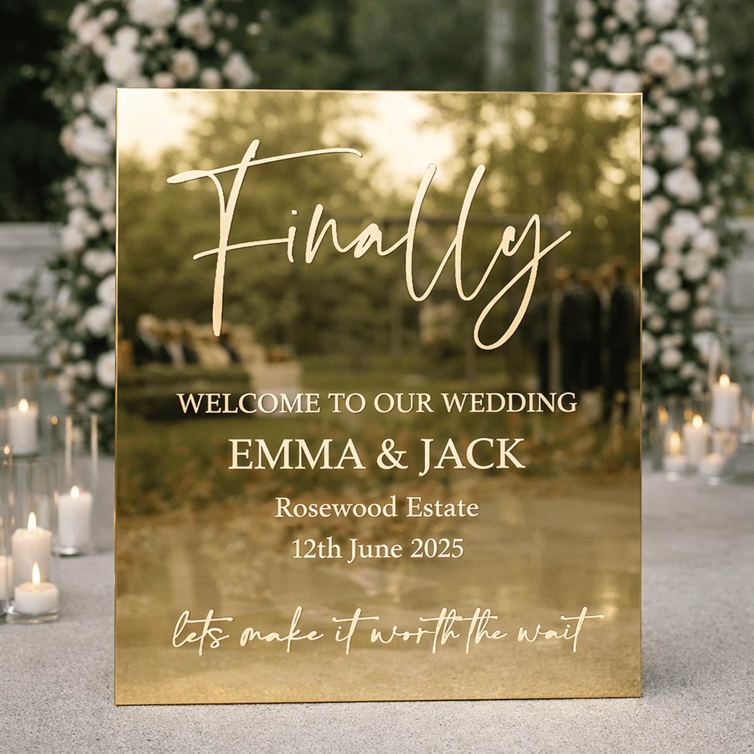 Luxury Welcome Wedding Sign | Mirror Wedding Decor The Crafty Bonobo Wedding Decor 5
