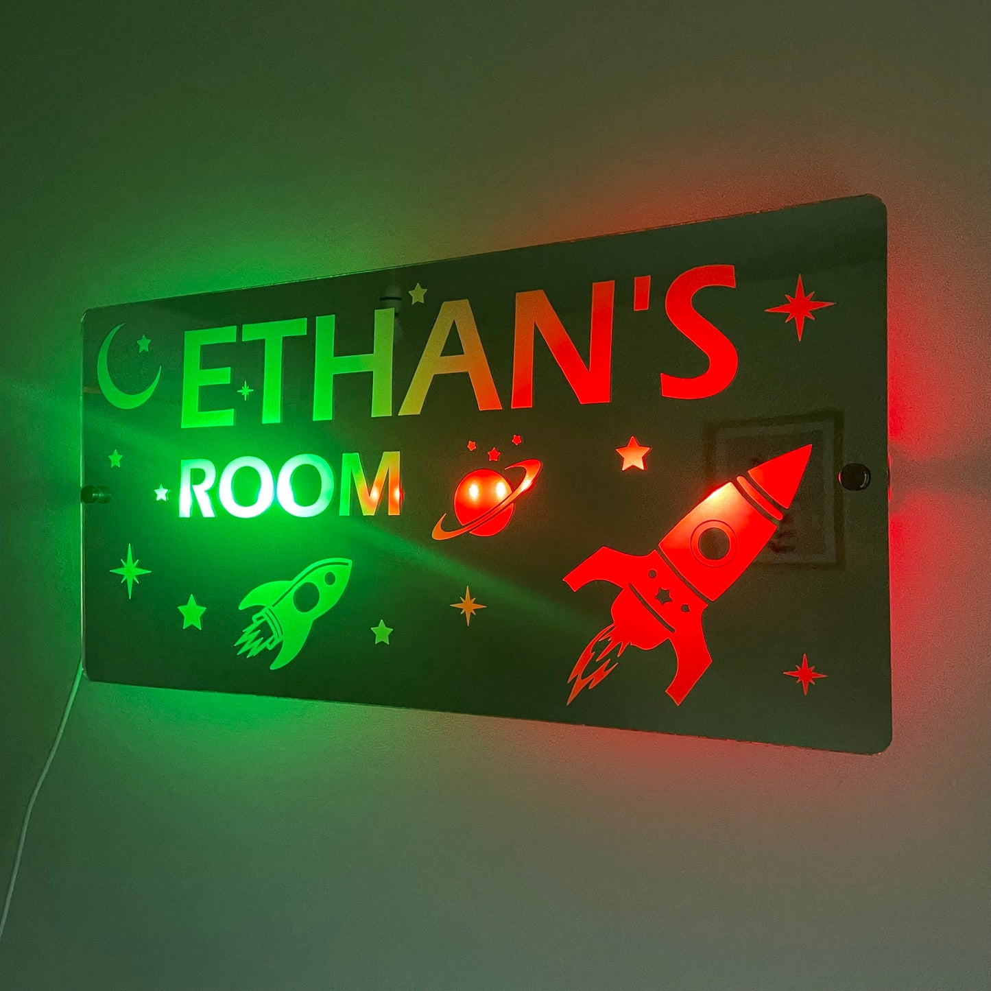 Space Theme Children’s Personalised LED Mirror