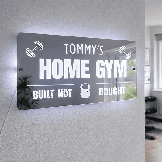 Personalised LED Gym Mirror Sign – Custom Home Gym Wall Light The Crafty Bonobo 2