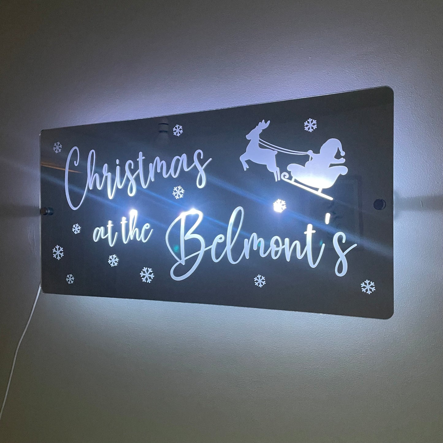 Christmas Family Name LED Mirror | Light Up Christmas Decoration