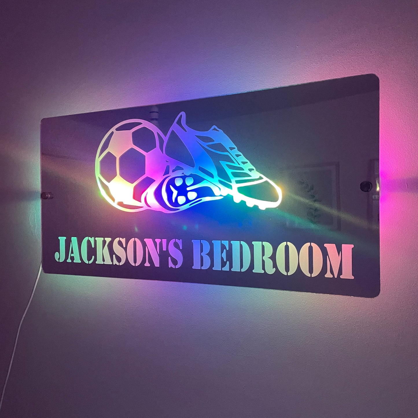 Children’s LED Football Design Mirror with remote