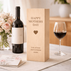 Personalised Mother’s Day Wooden Wine Box – Engraved Gift for Mum The Crafty Bonobo 1
