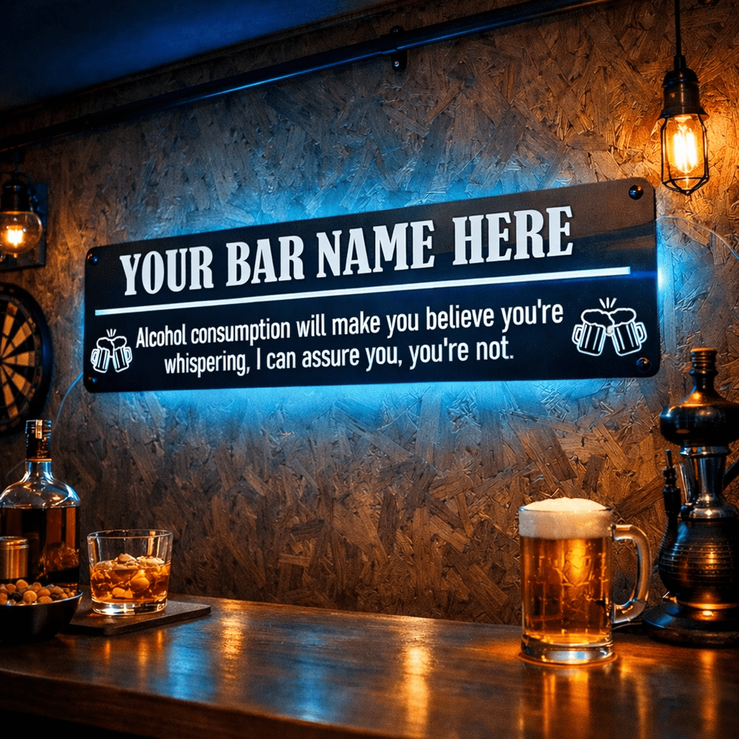 Personalised LED Mirror Bar Sign l Man Cave Decor The Crafty Bonobo LED Mirror Sign 3