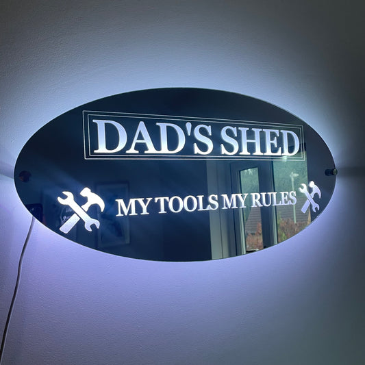 Dad’s Shed LED Mirror with remote | Gifts For Dad | Father’s Day