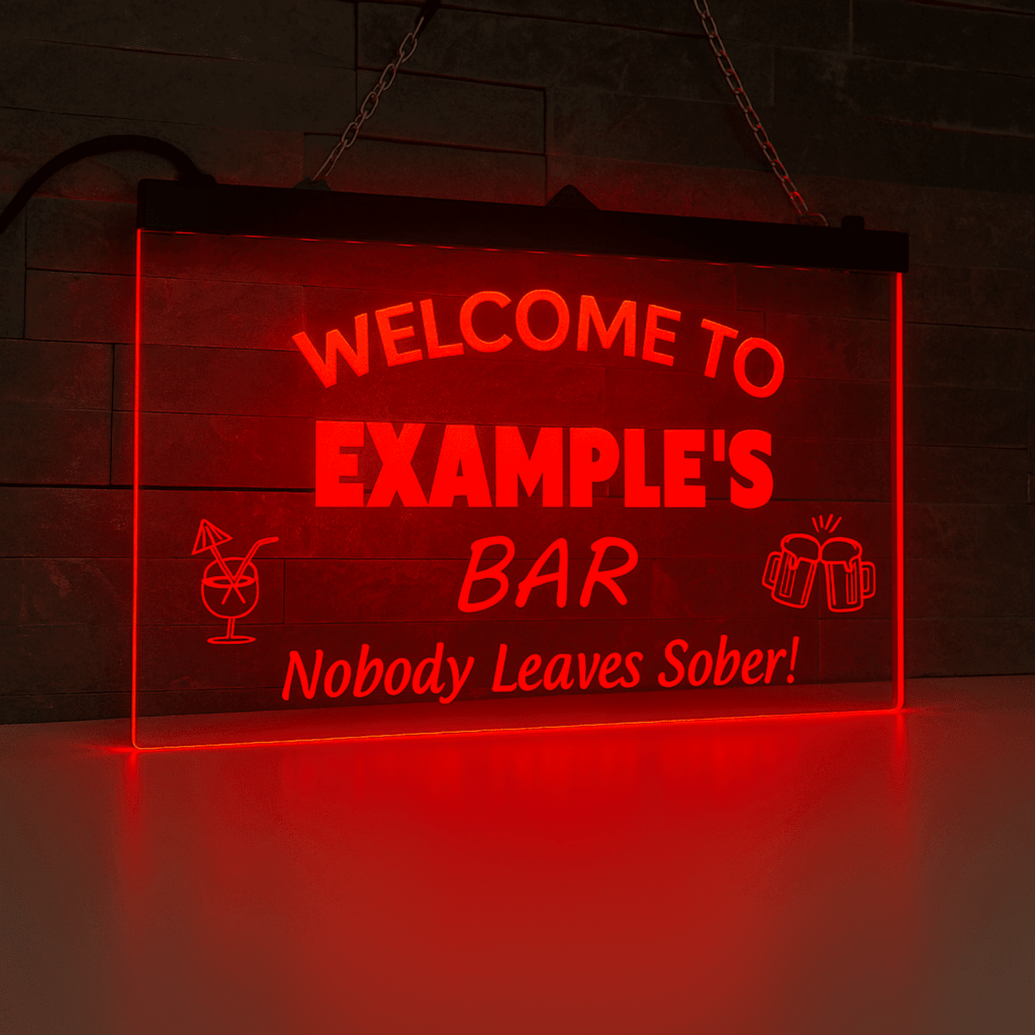 Personalised Colour-Changing Hanging LED Sign – Custom Bar, Man Cave & Home Decor Light The Crafty Bonobo LED Signs 3