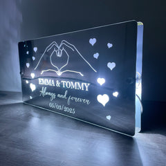 Personalised LED Mirror Sign – Custom Name & Date | Romantic Anniversary & Valentine’s Gift | RGB Lights & USB Powered