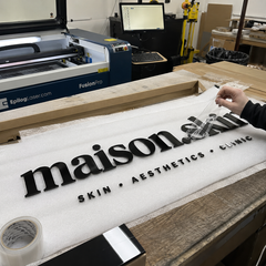 Personalised Black Acrylic Business Logo Sign – Modern Clinic & Salon Wall Sign