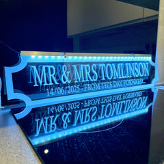 Personalised LED Hanging Sign | Illuminated Street Sign | Light-Up Wedding Gift Plaque