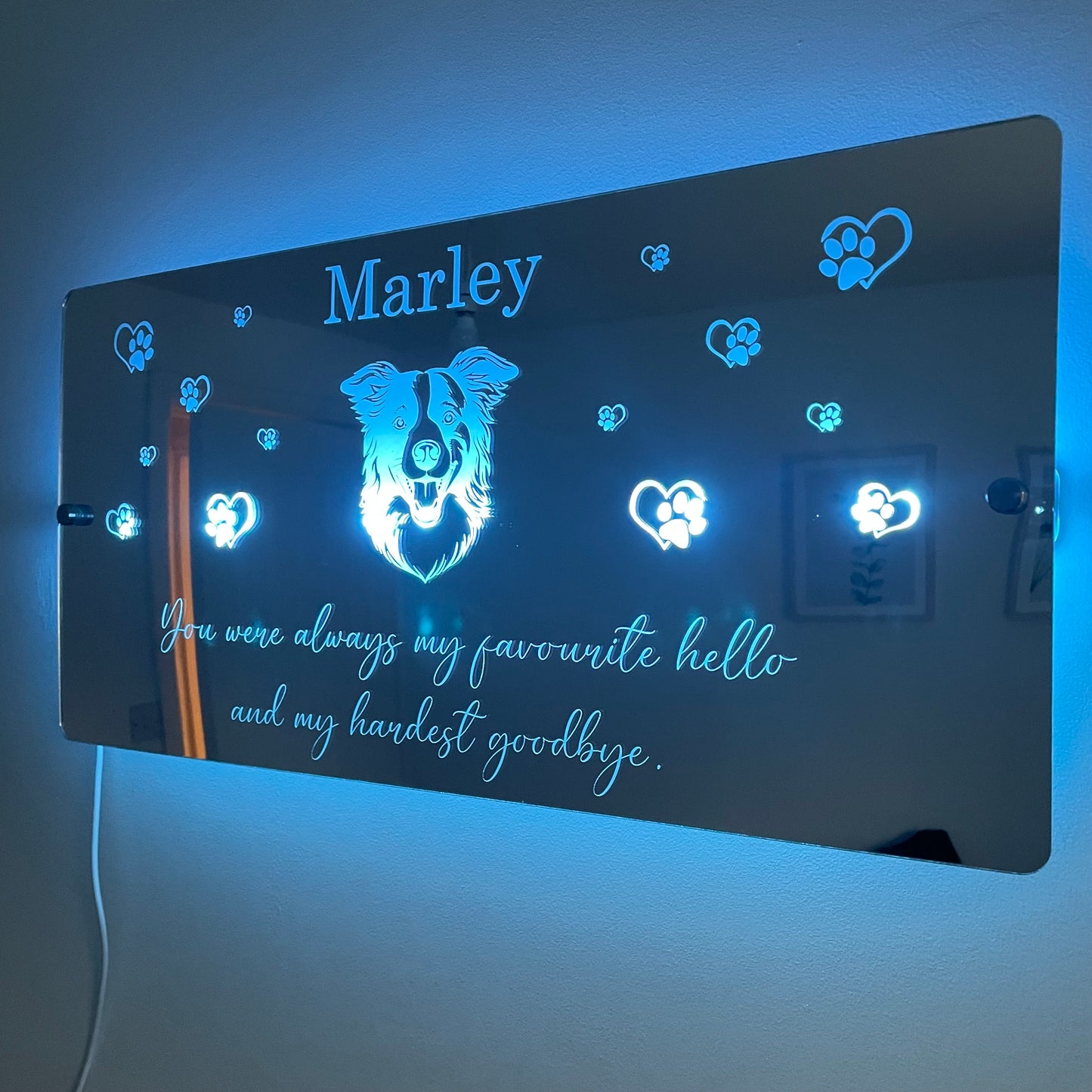 Customisable Pet LED Sign | Any breed of dog image | Pet Memorial | Any text