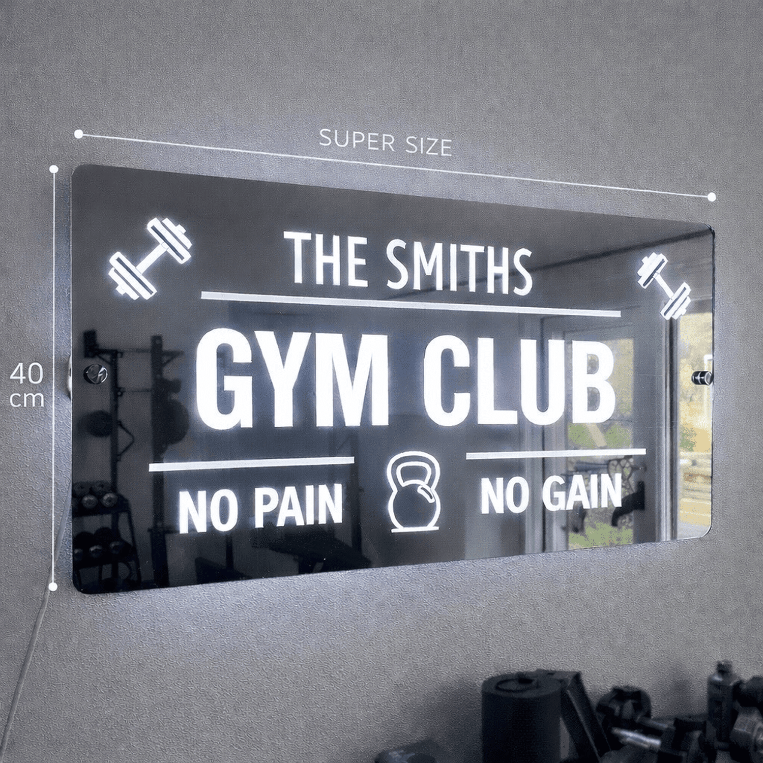 Personalised LED Gym Mirror Sign – Custom Home Gym Wall Light The Crafty Bonobo 5