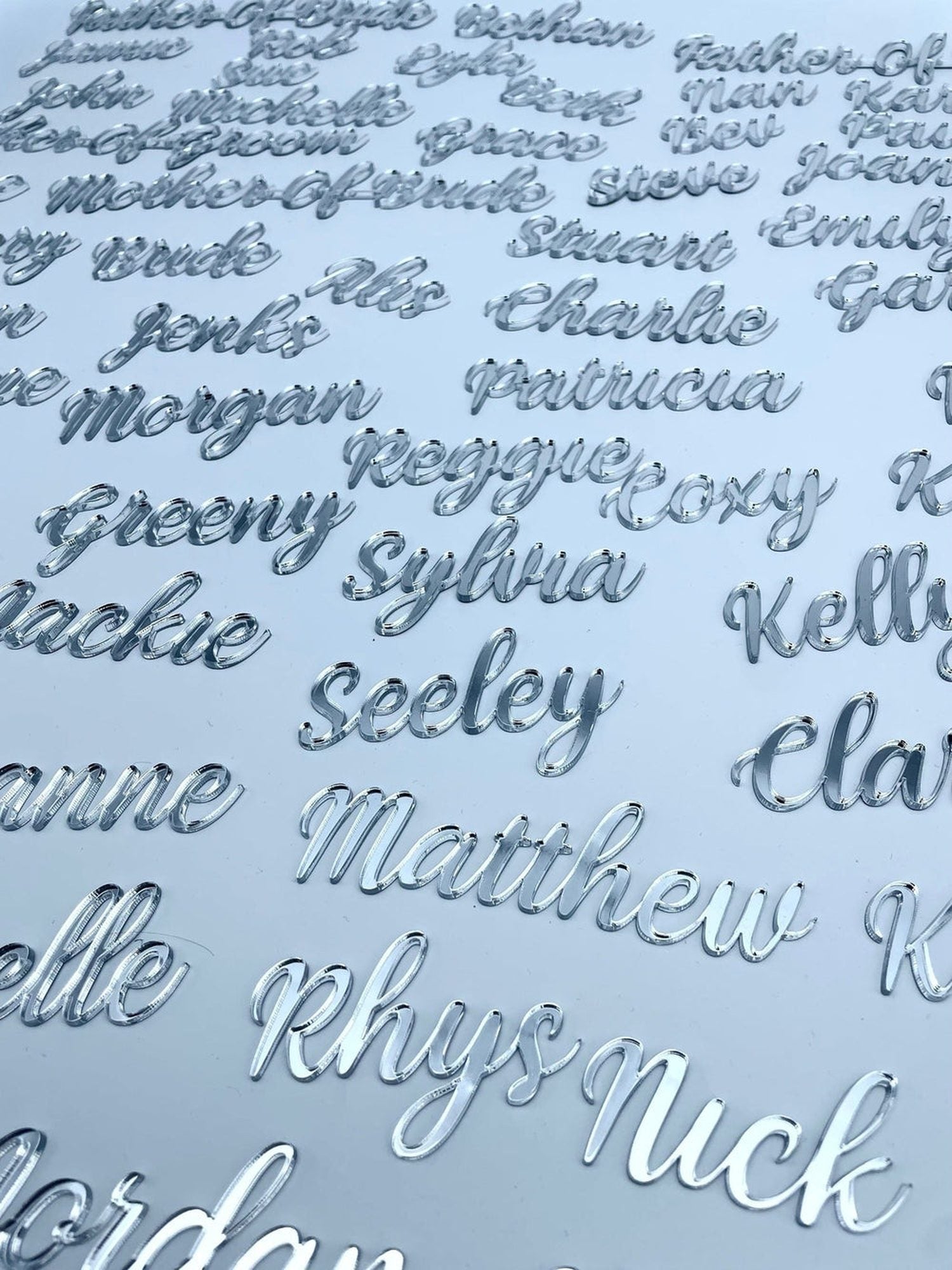 Calligraphy Wedding Place Names | Mirror Place Table Settings The Crafty Bonobo Wedding Decor 3