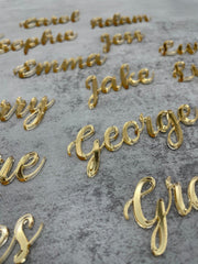 Calligraphy Wedding Place Names | Mirror Place Table Settings The Crafty Bonobo Wedding Decor 4