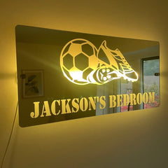 Children’s LED Football Design Mirror | Custom Name Football Decor The Crafty Bonobo LED Mirror Sign 17