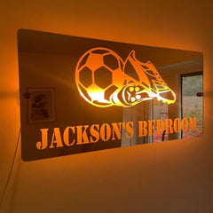 Children’s LED Football Design Mirror | Custom Name Football Decor The Crafty Bonobo LED Mirror Sign 16
