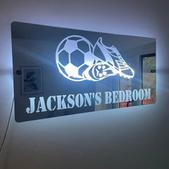 Children’s LED Football Design Mirror | Custom Name Football Decor The Crafty Bonobo LED Mirror Sign 13