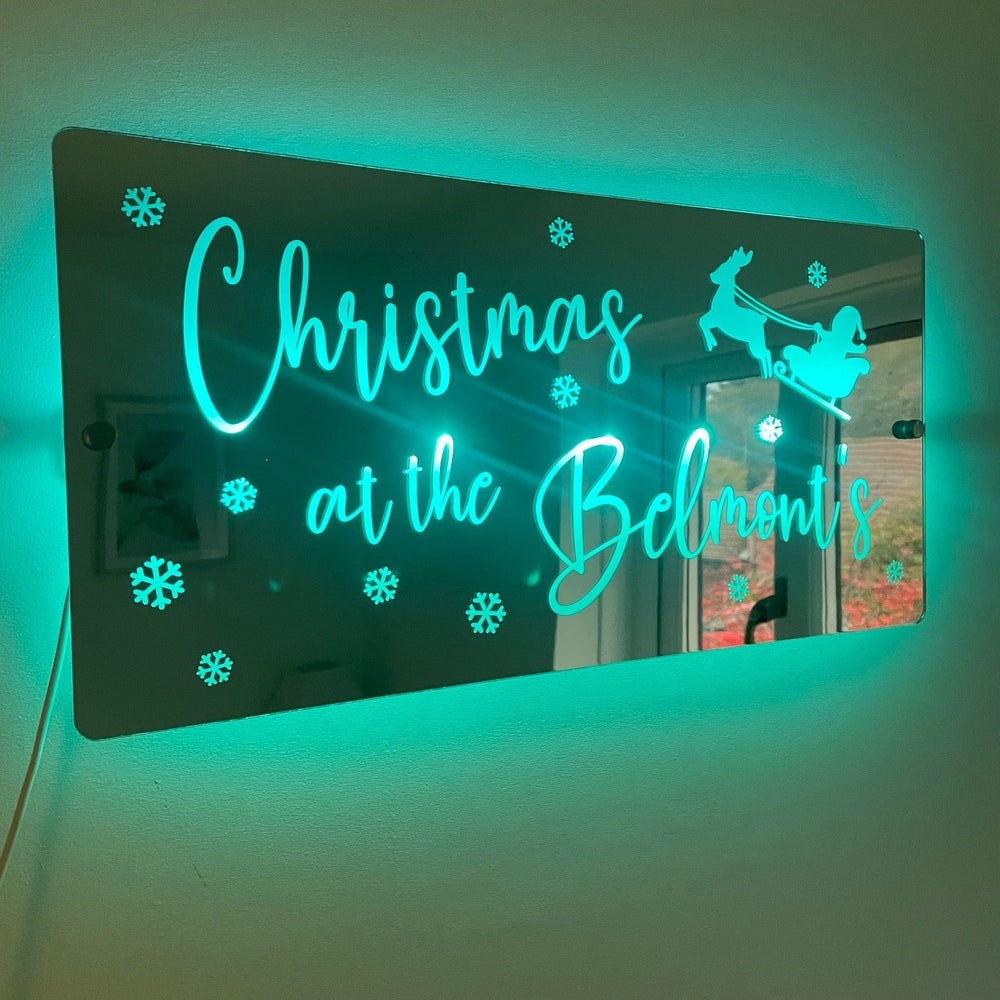 Christmas Family Name LED Mirror | Light Up Christmas Decoration The Crafty Bonobo The Crafty Bonobo LED Mirror Sign