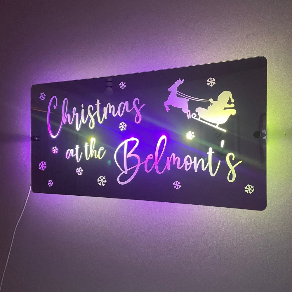 Christmas Family Name LED Mirror | Light Up Christmas Decoration The Crafty Bonobo The Crafty Bonobo LED Mirror Sign