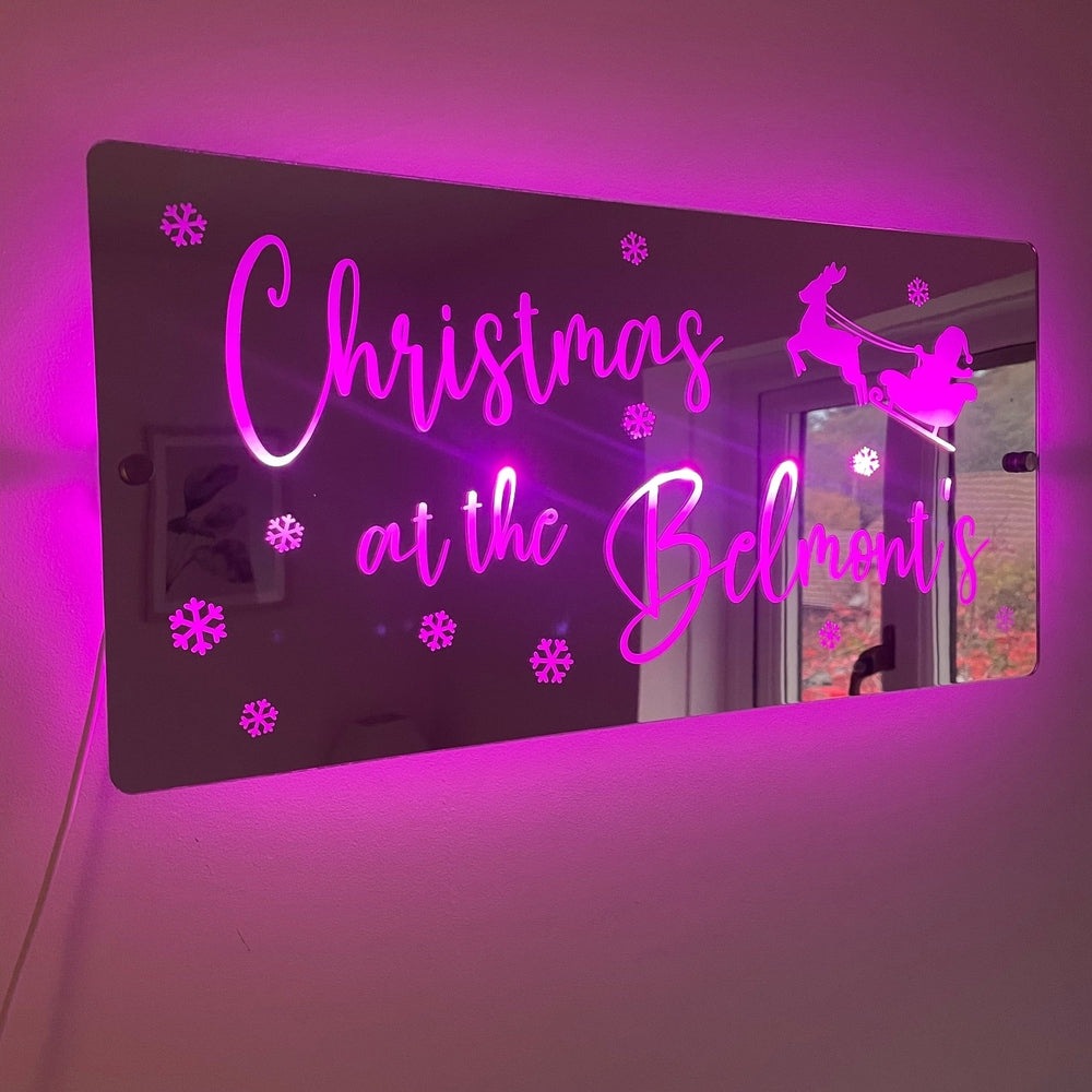 Christmas Family Name LED Mirror | Light Up Christmas Decoration The Crafty Bonobo The Crafty Bonobo LED Mirror Sign