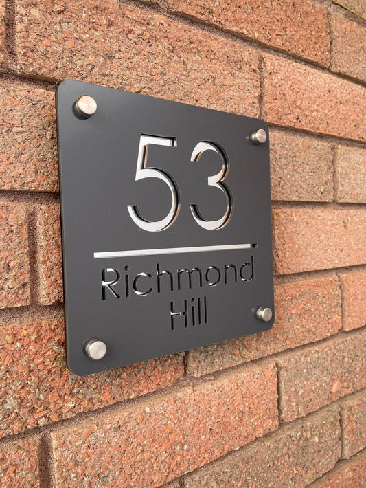 Contemporary Mirrored House Sign | Address Plaque The Crafty Bonobo The Crafty Bonobo Signage