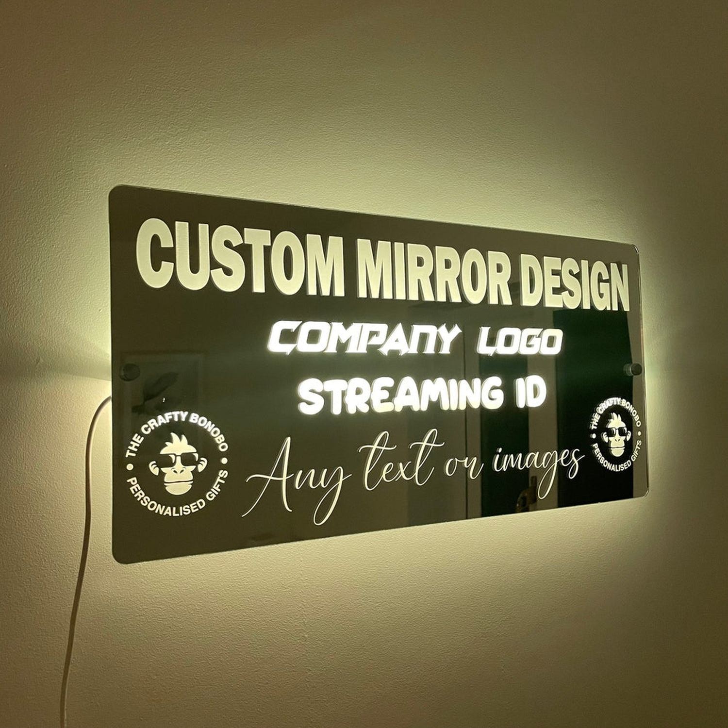 Custom Design LED Mirror The Crafty Bonobo LED Mirror Sign 12