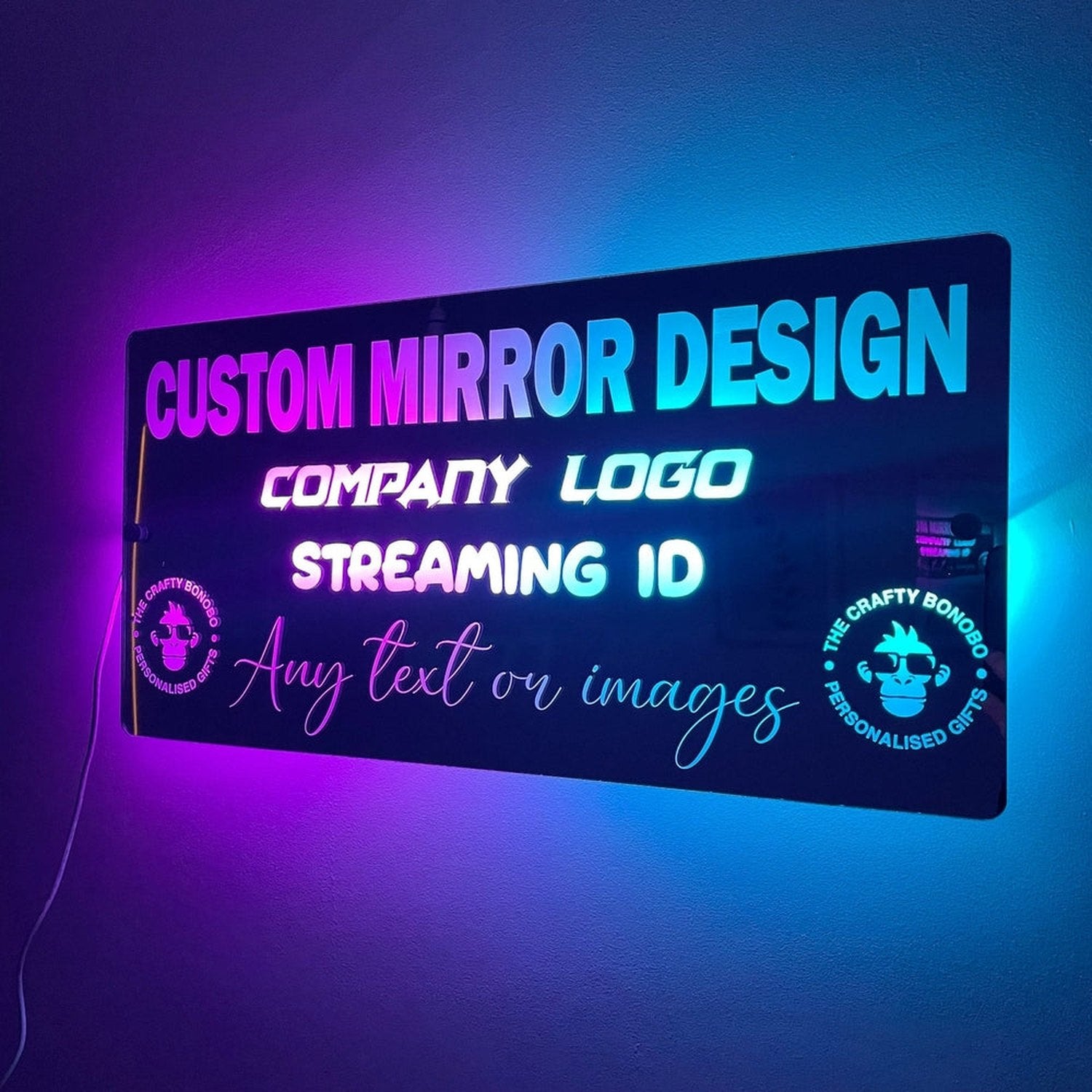 Custom Design LED Mirror The Crafty Bonobo LED Mirror Sign 6