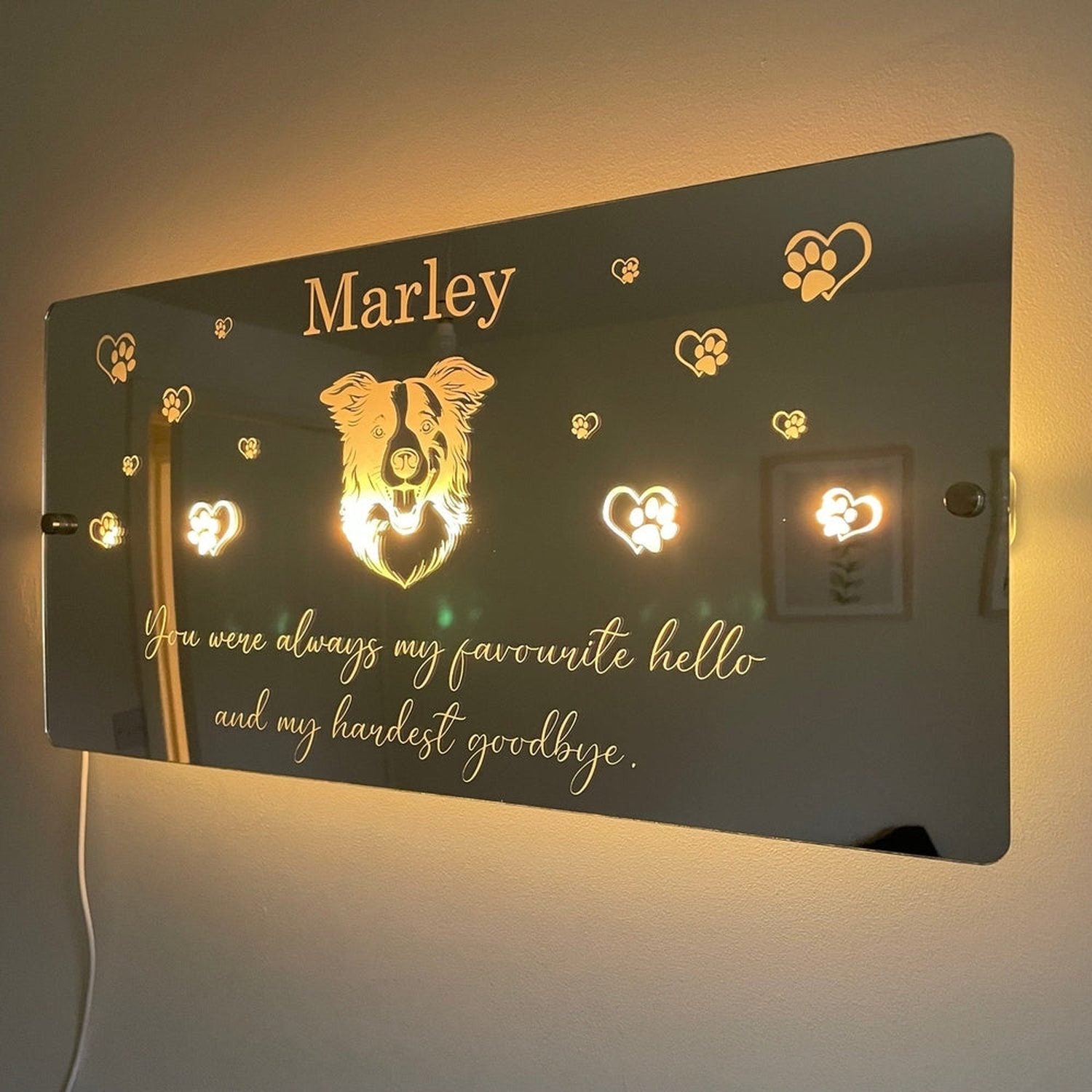 Customisable Pet LED Sign | Any breed of dog image | Pet Memorial The Crafty Bonobo LED Mirror Sign 8