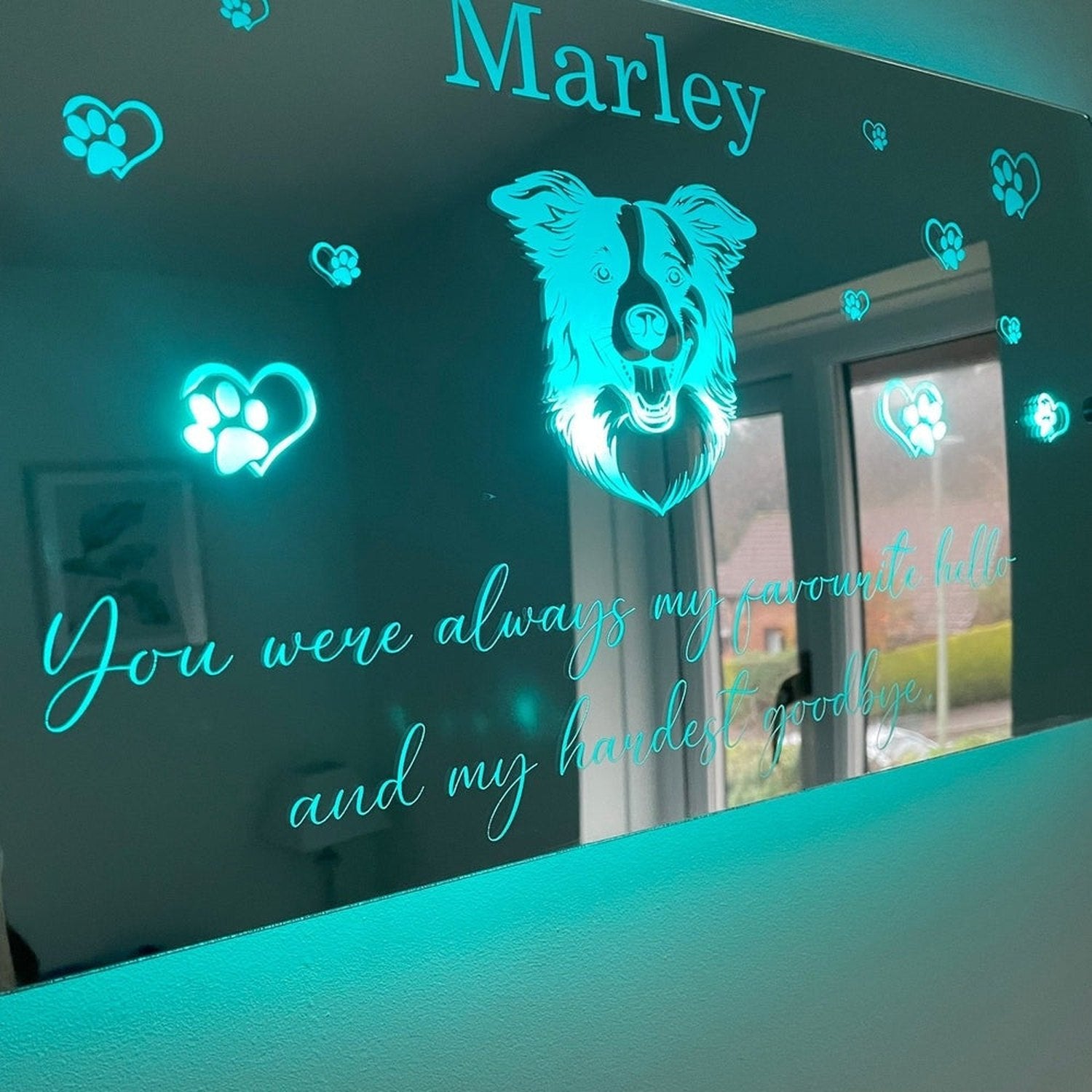 Customisable Pet LED Sign | Any breed of dog image | Pet Memorial The Crafty Bonobo LED Mirror Sign 3