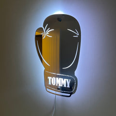 Personalised LED Boxing Glove Mirror – Customisable Gift for Boxing Fans