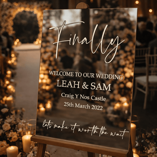 Luxury Welcome Wedding Sign | Mirror Wedding Decor The Crafty Bonobo Wedding Decor 1