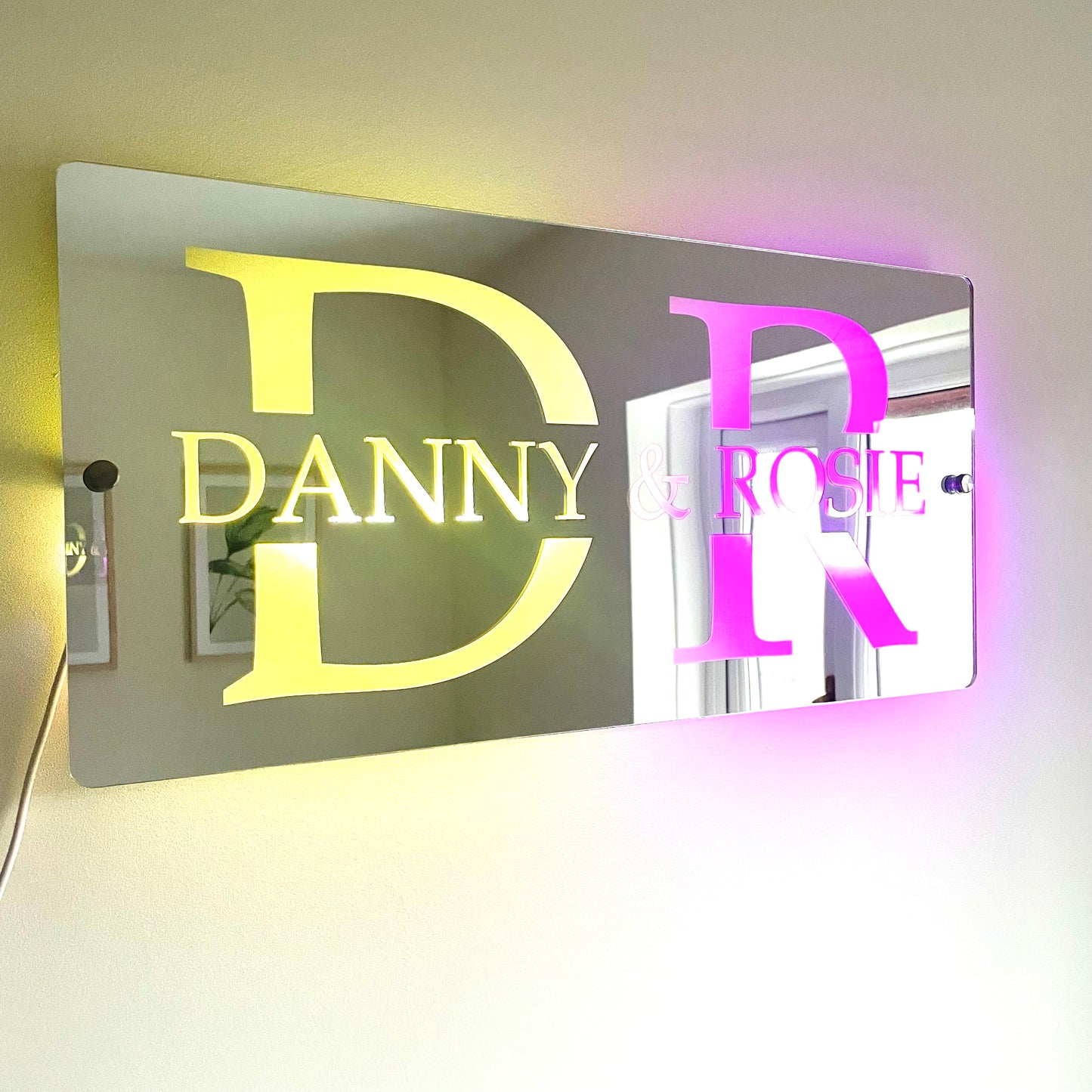 Personalised LED Couples Name Mirror