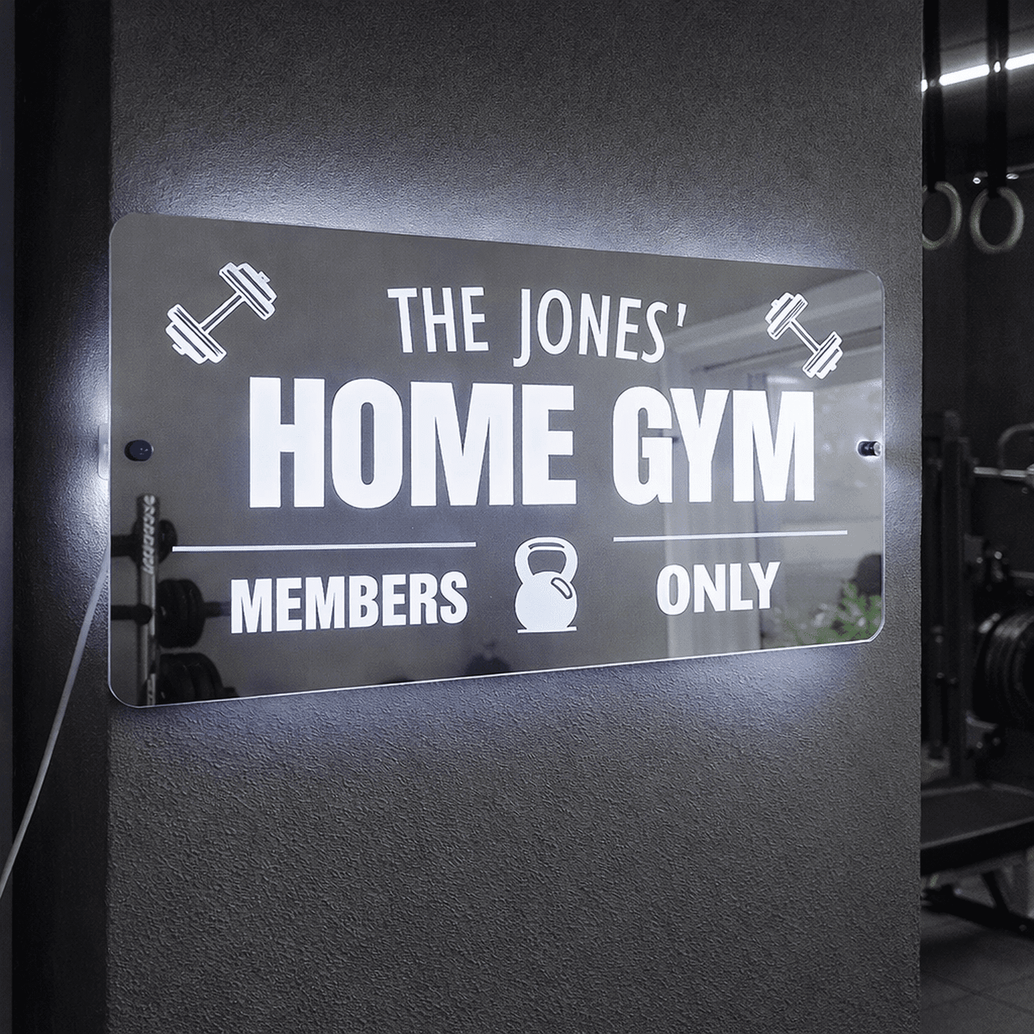 Personalised LED Gym Mirror Sign – Custom Home Gym Wall Light The Crafty Bonobo 3