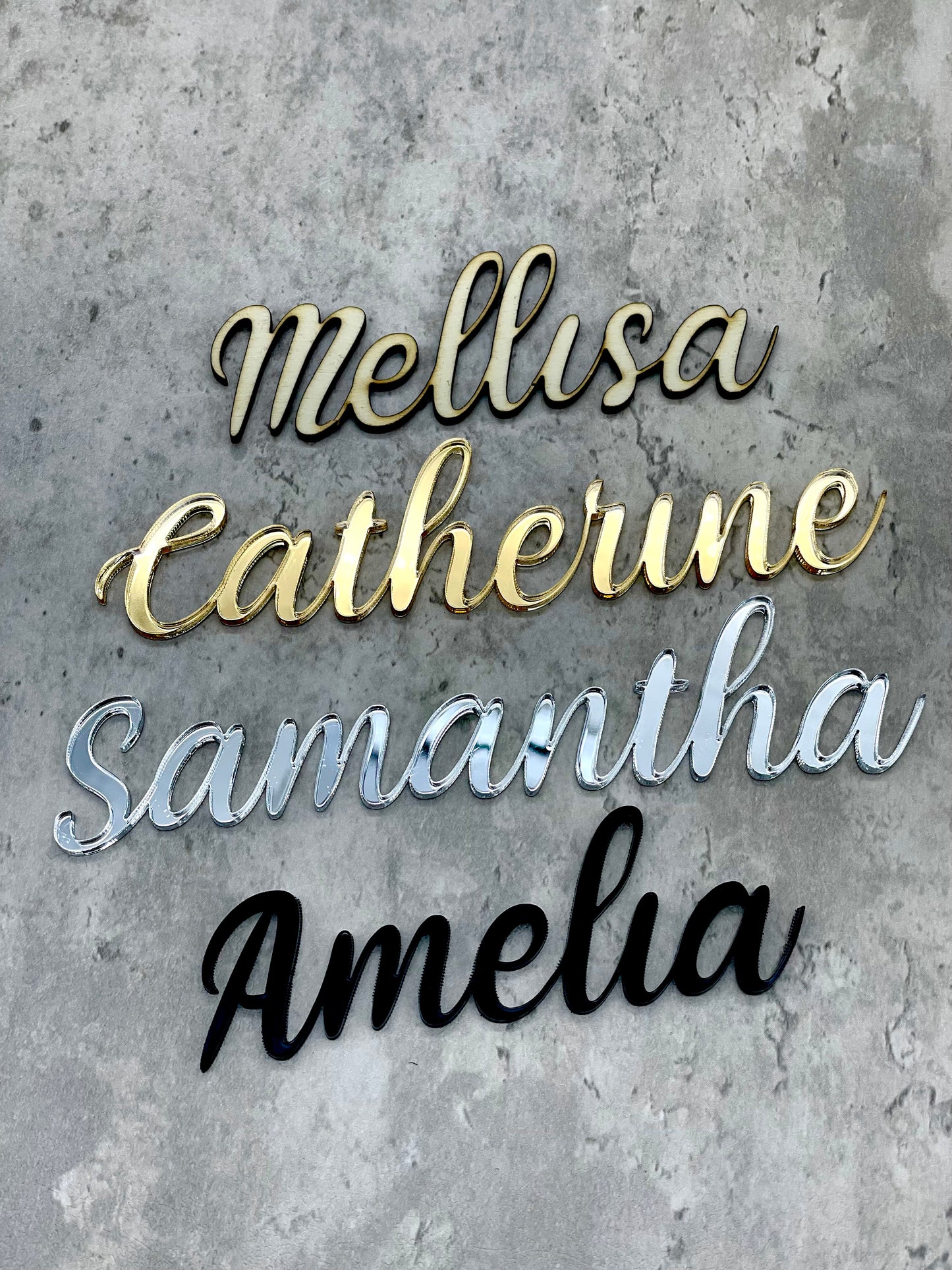Calligraphy Wedding Place Names | Mirror Place Table Settings