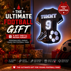 Personalised LED Football Shirt Mirror – Custom Decor for Young Football Fans