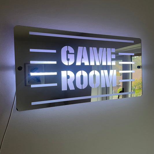 Game Room LED Mirror with remote | LED Gaming Light Sign | Gaming Decor