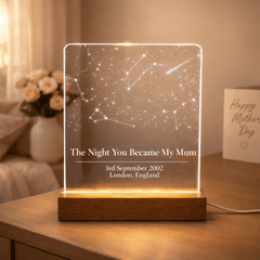 Personalised “The Night You Became My Mum” Star Map LED Light – Custom Night Sky Constellation Lamp With Date & Location The Crafty Bonobo 2