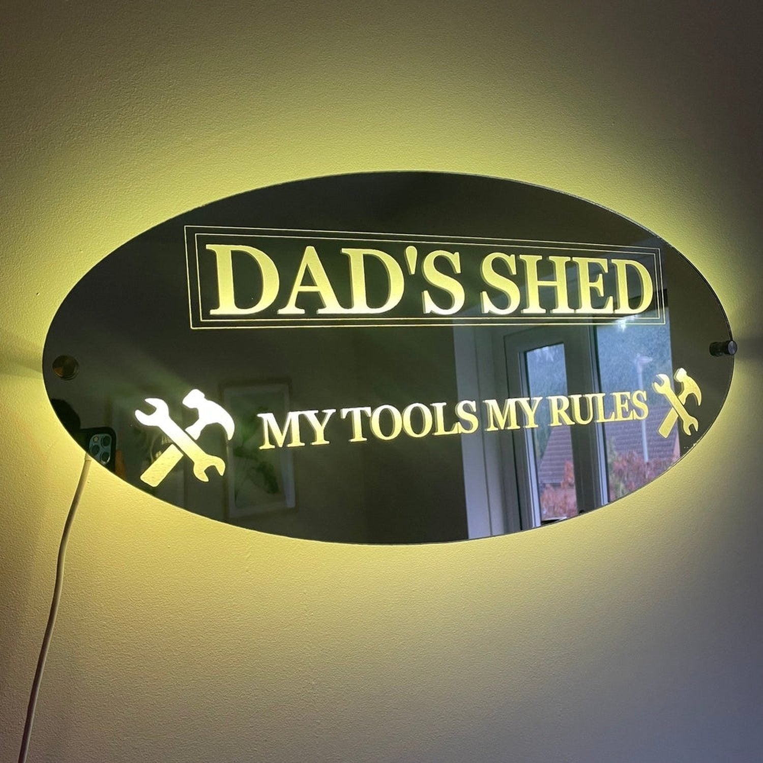 Dad’s Shed LED Mirror with remote | Gifts For Dad | Father’s Day The Crafty Bonobo LED Mirror Sign 6