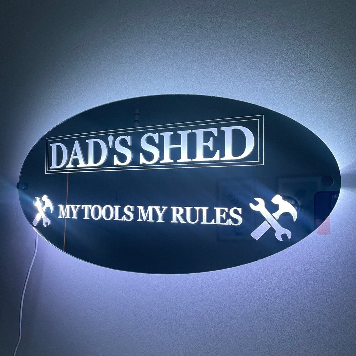 Dad’s Shed LED Mirror with remote | Gifts For Dad | Father’s Day The Crafty Bonobo LED Mirror Sign 15