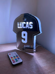 Personalised Football Shirt LED Light – Custom Name & Number Free-Standing Sign for Kids Bedroom or Football Fans The Crafty Bonobo 7
