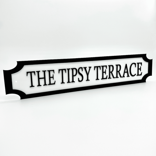 The Tipsy Terrace – Custom 3D Acrylic Street Sign | Personalised Garden Bar Plaque The Crafty Bonobo 1