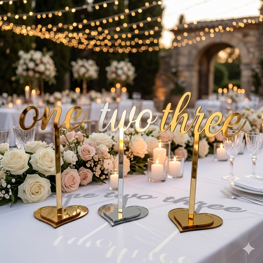 Wedding Table Numbers | Mirror Table Decor