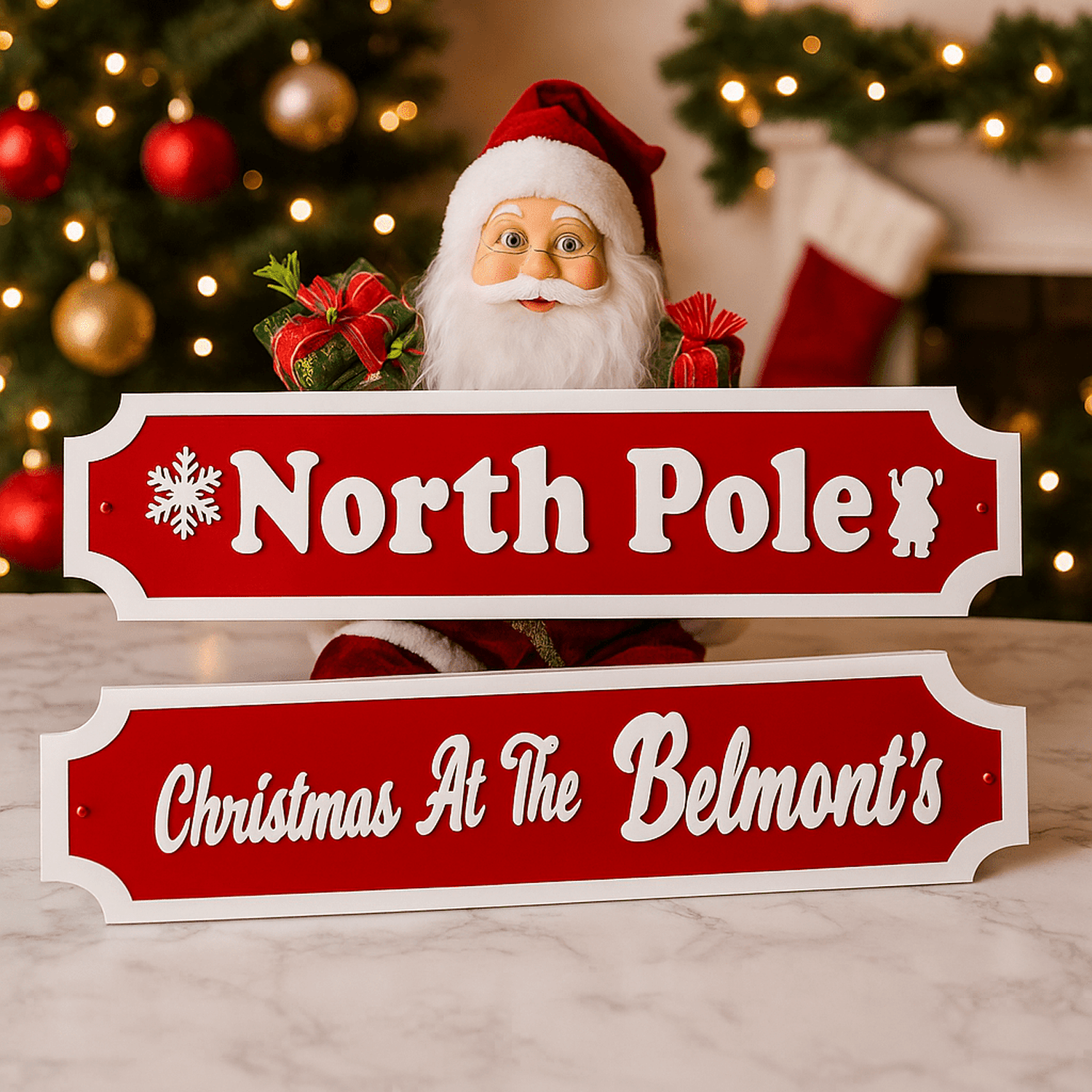 Personalised Christmas Street Sign | Festive Decor | Santa Family Sign The Crafty Bonobo Christmas Decor 1