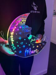 Personalised Moon & Stars LED Mirror Light – Perfect Mother’s Day Gift