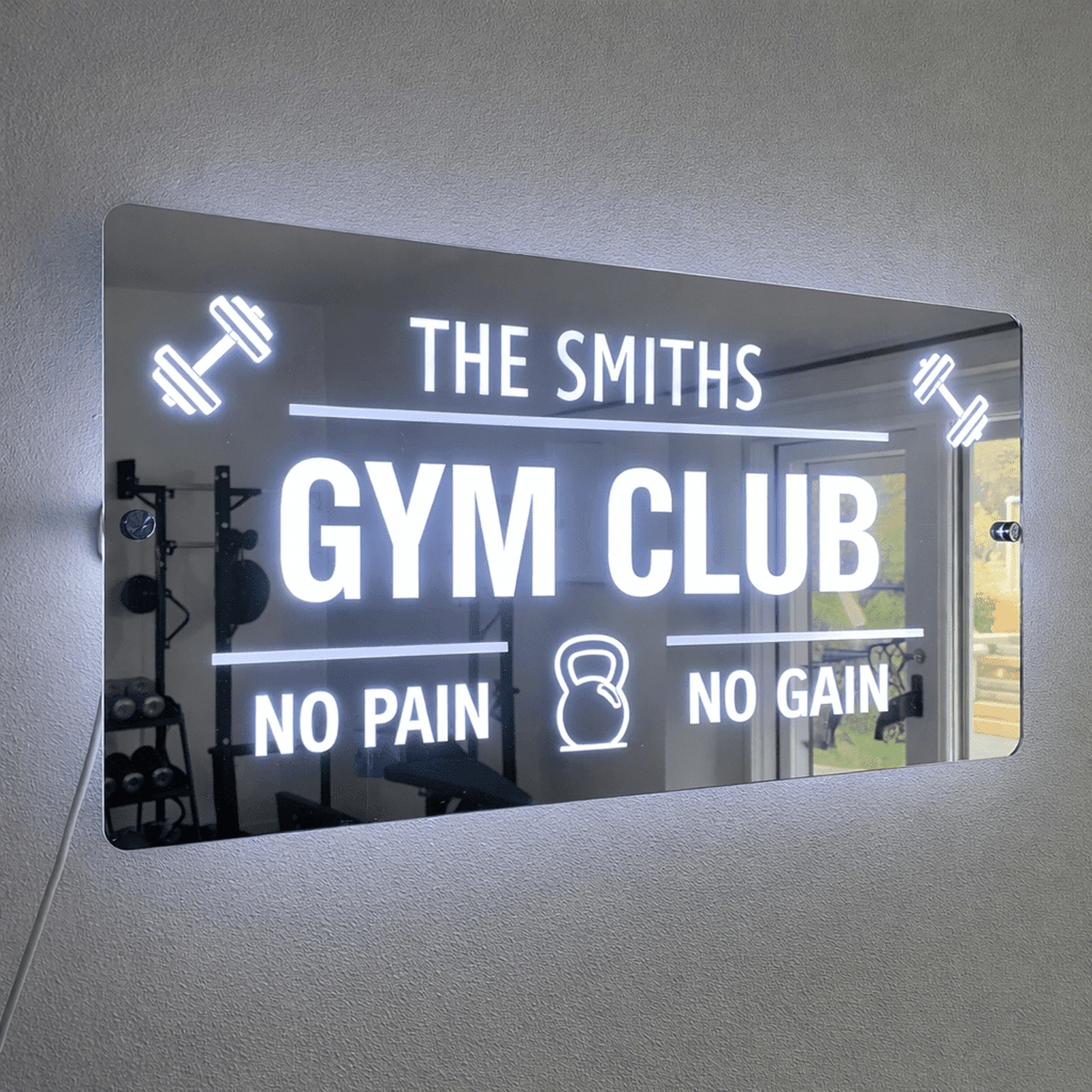 Personalised LED Gym Mirror Sign – Custom Home Gym Wall Light The Crafty Bonobo 4