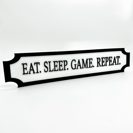 Eat. Sleep. Game. Repeat. – Custom 3D Acrylic Street Sign | Personalised Gaming Room Decor The Crafty Bonobo 1
