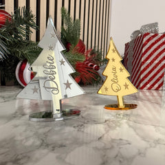 Personalised Christmas Tree Place Name Decoration – Mirror Ornament The Crafty Bonobo 1