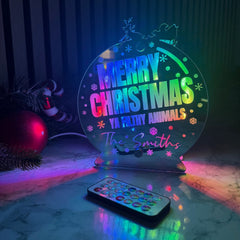 Personalised Christmas LED Globe Sign – “Merry Christmas Ya Filthy Animals” – Custom Family Name The Crafty Bonobo 5